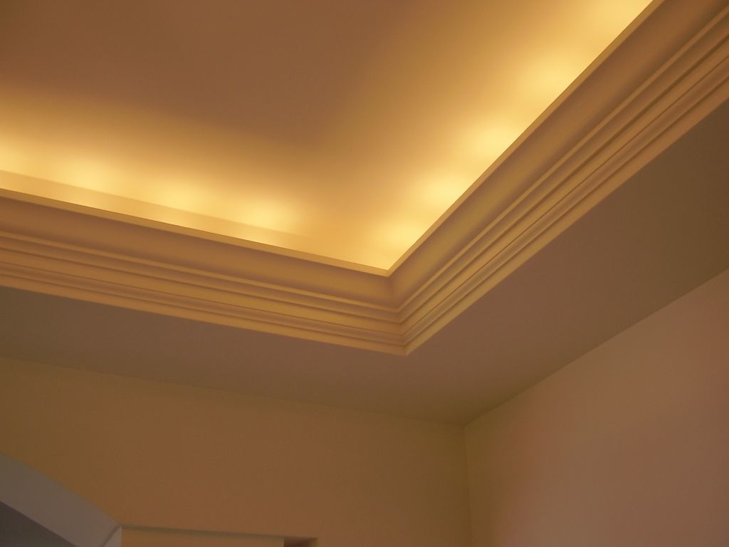 Tray Ceiling with Indirect Lighting & Cove Molding ...
