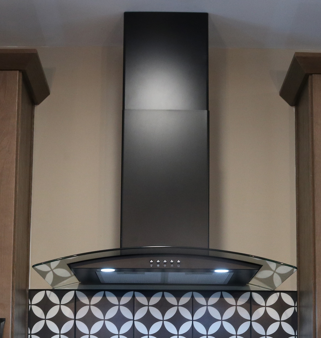 Glass Designer Range Hood | Modular Homes by Manorwood Homes an